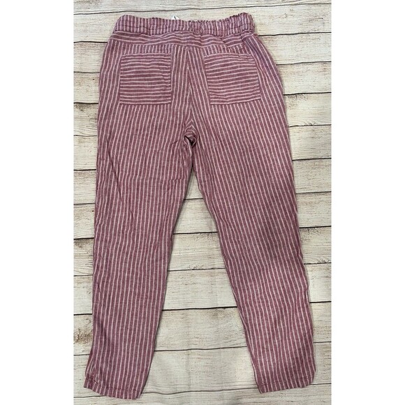 Vince Camuto Red Striped Drawstring Waist Linen Cotton Blend Pants size Small - Picture 3 of 6